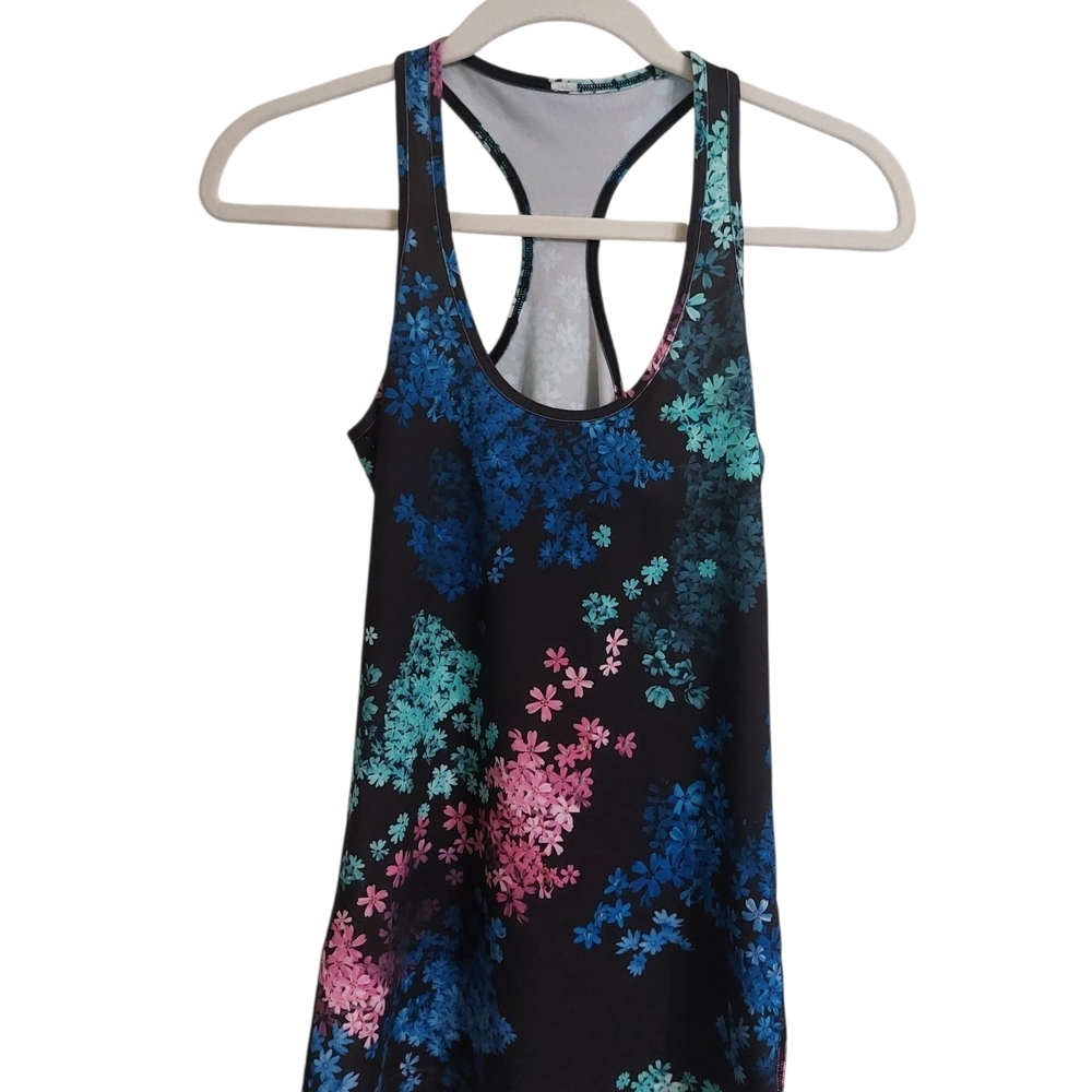 Lululemon Athletica Floral Racerback Tank in Black and Blue